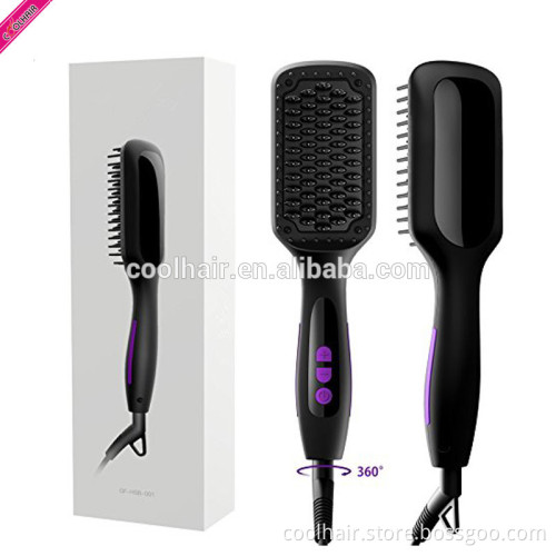 Zero Damage women's Ceramic Heater Hair Straightening Brush easy to use Auto Lock